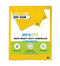 Mipatex Tarpaulin / Tirpal 27 Feet x 18 Feet 200 GSM (Yellow)